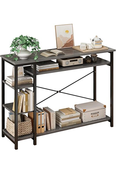 AZZHAAR Sofa Table with Storage Shelf Coffee Corner，Black