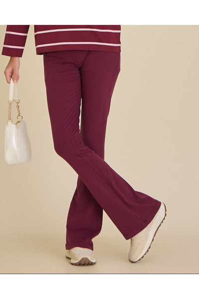 REDTAG Senior Girls Burgundy Flared Leggings