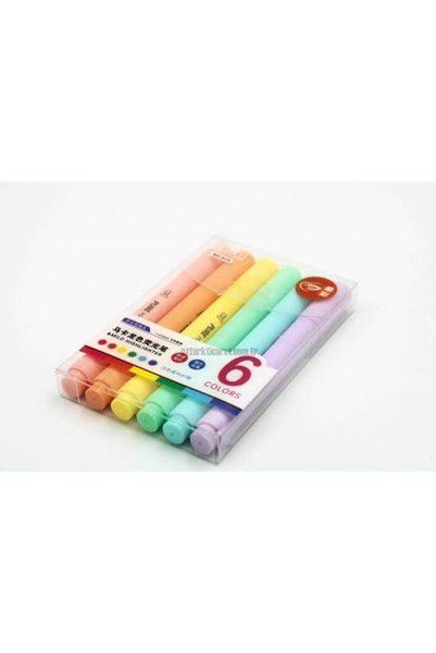 riyaz Pastel Colored 6-Piece Felt-Tip Pens, Chisel Tip, for School and Students