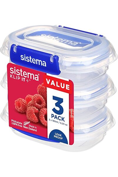 sistemahşap Sistema KLIP IT PLUS Food Storage Containers, 180 ml, 3 Piece Air...