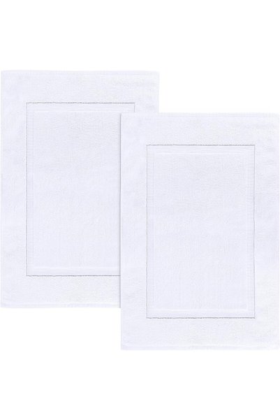 Utopia Towels سجادة حمام قطنية مخططة، بيضاء [ليست سجادة حمام] مقاس 21 × 34 بو...