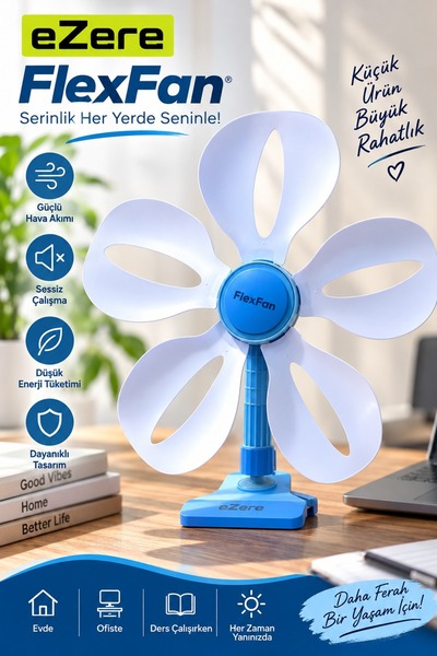EZERE FlexFan Klipsli Elektirikli Vantilatör Ev Ofis Mini Fan