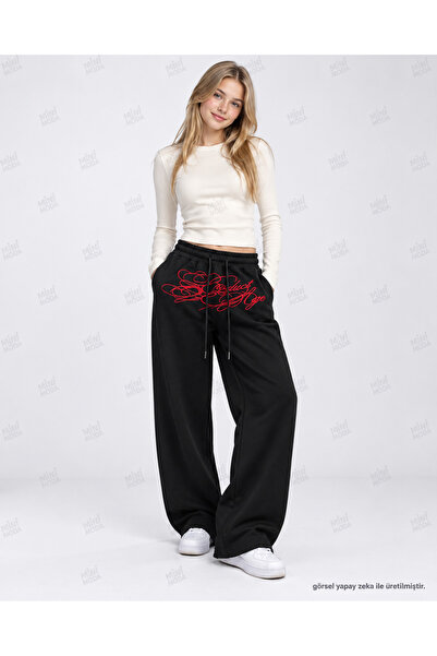 Minimoda Kids Pantaloni de trening cu picior larg, cu dungi și broderii