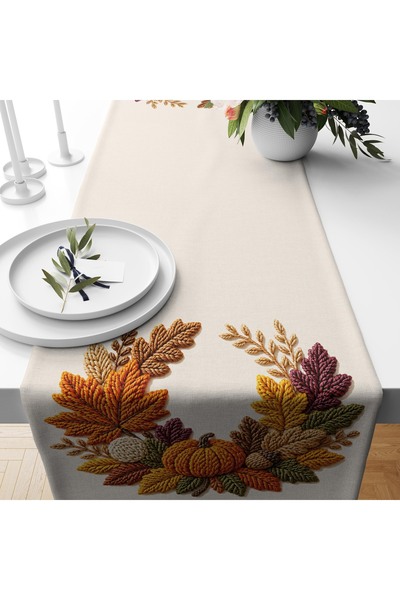 Filamente Digital Printed Runner - Floral/Leaf/Pumpkin Patterned / Embroidery...