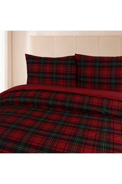 ALTINBAŞAK TEKSTİL Set cuvertură de pilota Rubino Double 100% bumbac Ranforce Roșu 57 fire (3 piese) 200x220/50x70 Roșu