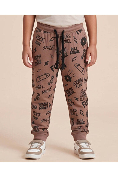 REDTAG Boys Brown Printed Track Pants