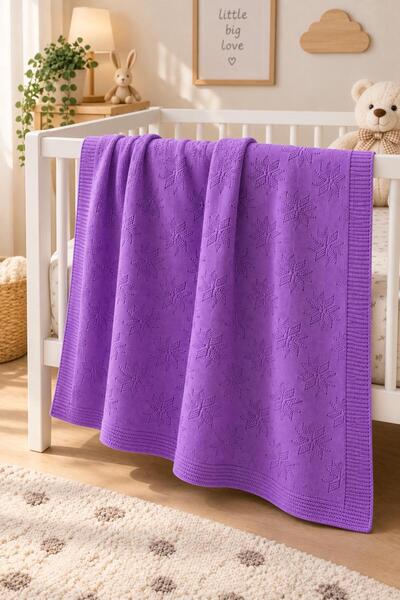 CNR TEKSTİL Floral Patterned Knitwear Baby Blanket