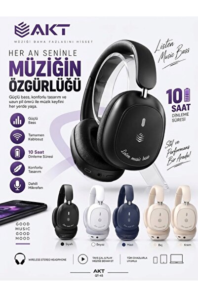 thorqtech Kafaüstü Mikrofonlu Bluetooth Kulaklık 10 Saat Kesintisiz Kullanım ...