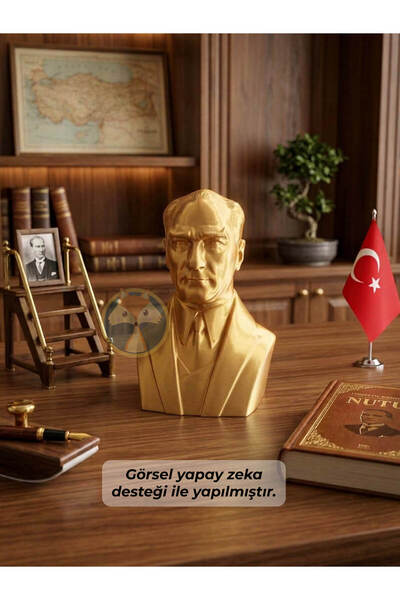 Tilki Atölye 3D Atatürk Büstü | Dekoratif Atatürk Figürü | 12 cm 3D Baskı