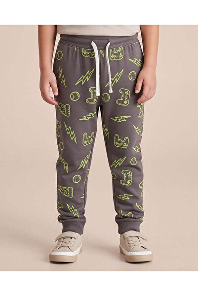 REDTAG Boys Grey Printed Track Pants
