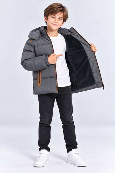 AHENGİM Boy's Hooded Inflatable Coat with Soft Lining, Water-Repellent, Warm ...