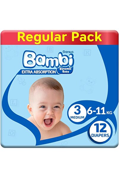 Sanita Bambi مقاس 3، متوسط، 6-11 كجم، 15 حفاضة