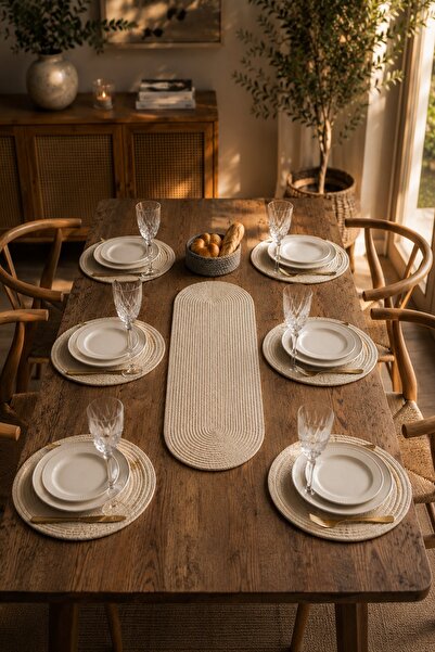 SİMEREV HALI HOME CONSEPT American Service Set 8 Pieces 6 Plates 1 Basket 1 R...