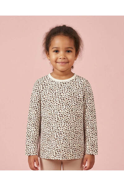 REDTAG Girls Ivory Leopard Printed T-Shirt