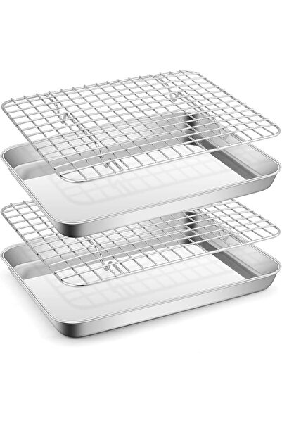 GENERAL E-far Small Stainless Steel Baking Sheet with Rack Set, 9”x6.7” Cooki...