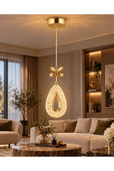Ulucam Aydınlatma Gold LED Sarkıt Avize Armut Model Modern Salon Mutfak Aydın...