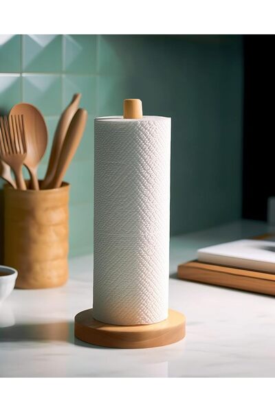 GENERAL KitchLife Wooden Paper Towel Holder Countertop - Solid Beechwood Pape...