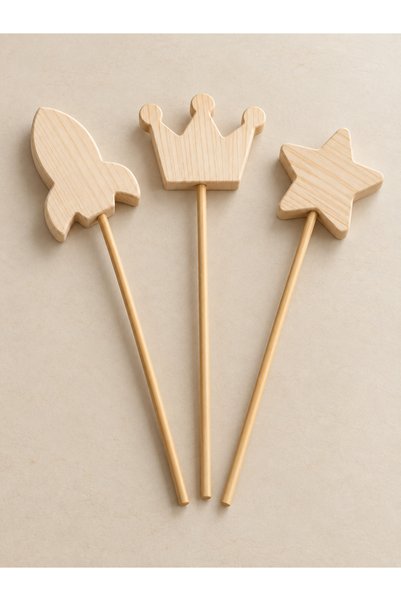 websunday Wooden Toy 3-Piece Magic Wand, Natural Handmade, Paintable Toy
