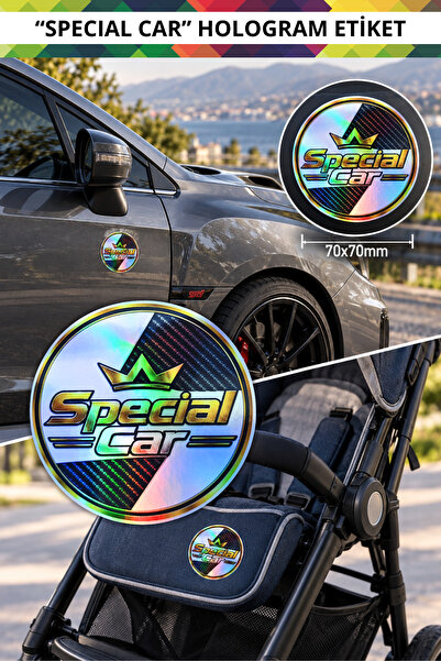 Special Car Hologramlı Oto Sticker Suya Güneşe Dayanıklı Araba Motor Laptop Etiketi 7x7 cm Model-1