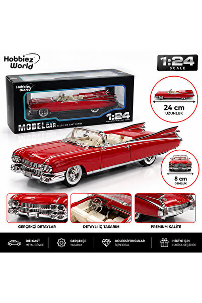 PONİKİDO Hobiez World 1959 Cadillac Eldorado Biarritz 1:24 Die-Cast Metal Kla...