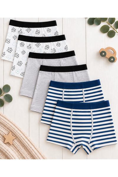 Panfilia 100% Cotton Boys' Baby Boxer Briefs Underwear Set of 6