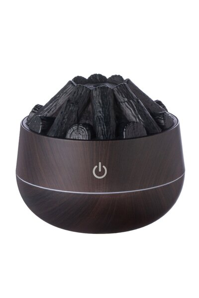 Sia Air Humidifier, Aroma Diffuser, Fireplace Look Flame Steam Machine, Dark Brown