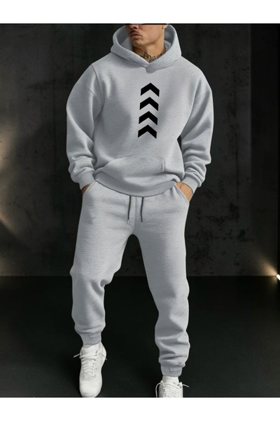 tkn your style Men's Vertical Arrow Bottom Top Set Fashion Print Design Hoode...