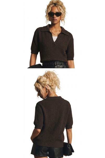 AÇELYA TEKSTİL Polo Collar Half Sleeve Women's Knitwear "Soft Color • Strong Style" "Comfortable • Modern • Feminine"