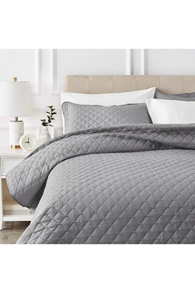 Amazon basics Oversized Embossed Coverlet, Dark Grey Diamond, 170 x 210 cm