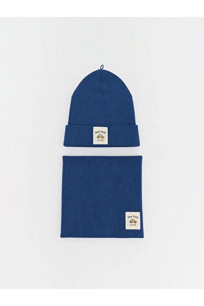 LC Waikiki Embroidered Baby Boy Beanie and Neck Collar Set (W6)