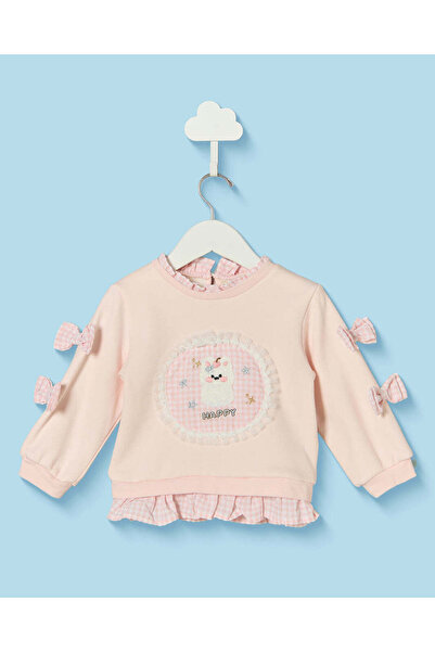 REDTAG Infant Girls Pink Embellished Sweatshirt