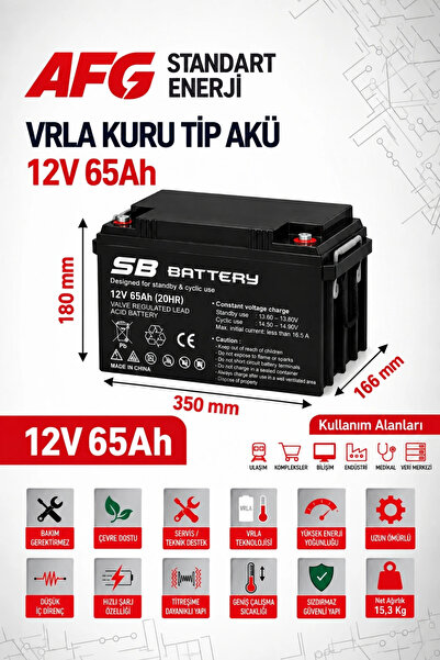SB BATTERY 12V 65AH BAKIMSIZ KURU AKÜ