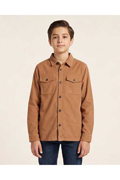 REDTAG Senior Boys Brown Corduroy Shirt