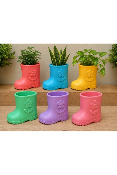 Atsutech Sevimli Yağmur Çizmesi Dekoratif Saksı 9x10 cm - Minik Sukulent Kakt...