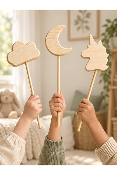 websunday Wooden Toy 3-Piece Magic Wand, Natural Handmade, Paintable Toy