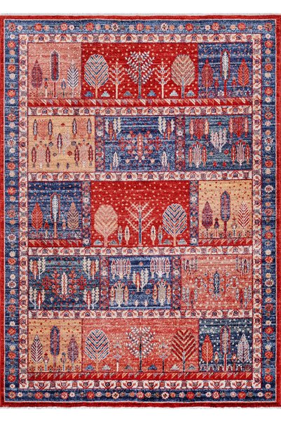 Derya Home Özbek Serisi Saçaklı Halı %100 Degrade Polyester 7 mm Vintage Etni...