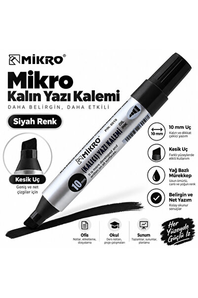 Mikro Kesik Uç Siyah Markör Kalem 10 Mm