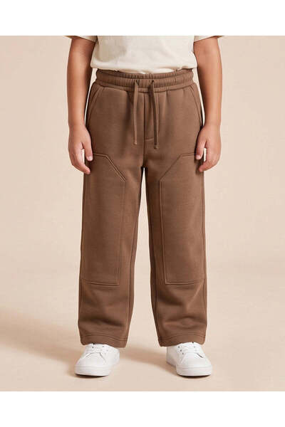 REDTAG Boys Brown Wide Leg Track Pants