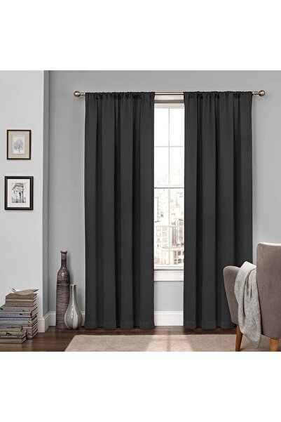 Eclipse Tricia Modern Room Darkening Thermal Rod Pocket Window Curtains for B...