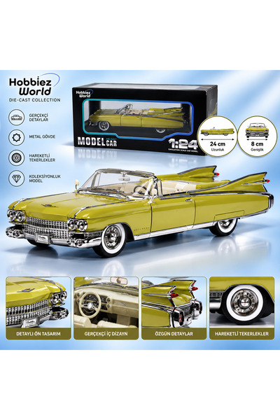 PONİKİDO Hobbiez World 1959 Cadillac Eldorado Biarritz 1:24 Die-Cast Metal Cl...