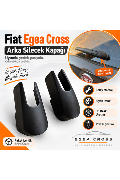Fiat Egea Cross ile Uyumlu Arka Silecek Kolu Kapağı Siyah 3D Baskı Yedek Parça