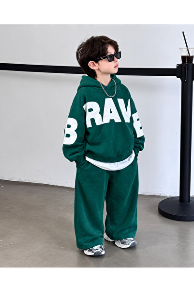 Machetta Children's Brawe Printed Hooded Sweatshirt and Wide Leg Sweatpants 2...