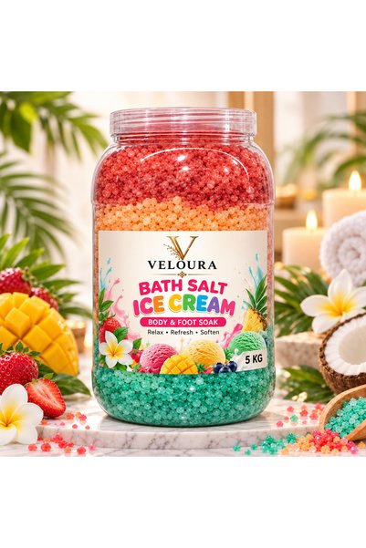 Veluora VELOURA ICE CREAM SPA SALT 5KG – MULTI-FLAVOR BATH SALT FOR BODY & FO...