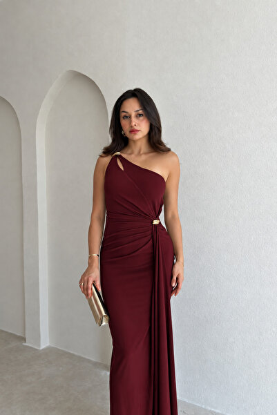 Nika Fashion Βραδινό φόρεμα με ντραπέ έναν ώμο