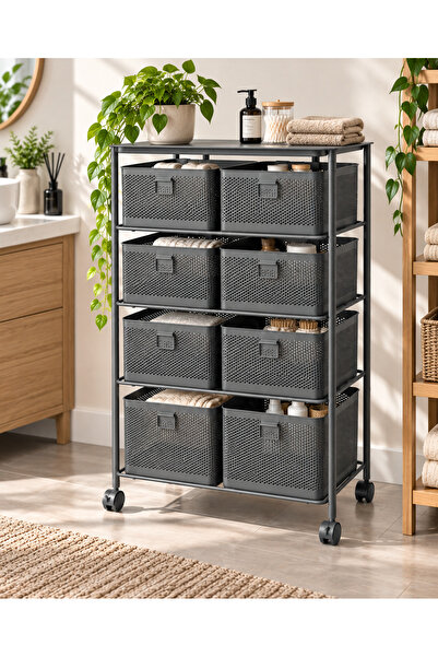 MİHMAN HOME 4 Katlı 8 Çekmeceli Metal Raf
