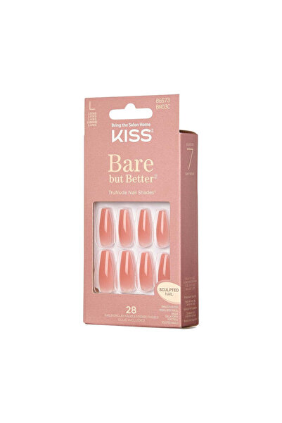 Kiss Unghii false, nude, cu strălucire, 28 de bucăți