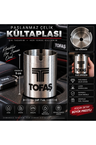 Homento 5'li TOFAŞ Temalı Paslanmaz Çelik Küllük – Lazer Markalama Özel Tasar...