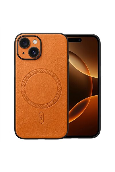 Nezih Case İphone 13 ile Uyumlu Kamera Korumalı Suni Deri Manyetik Şarj Özell...