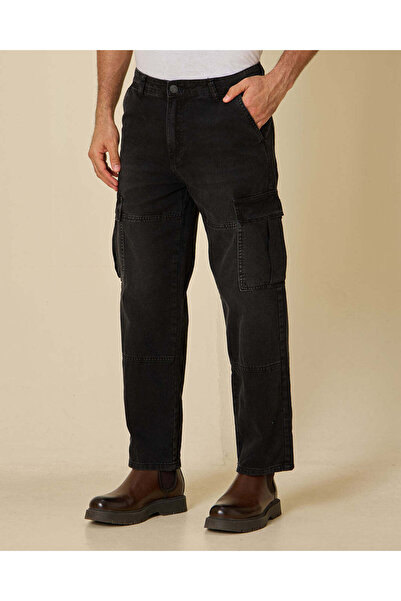 REDTAG Men Black Cargo Trousers