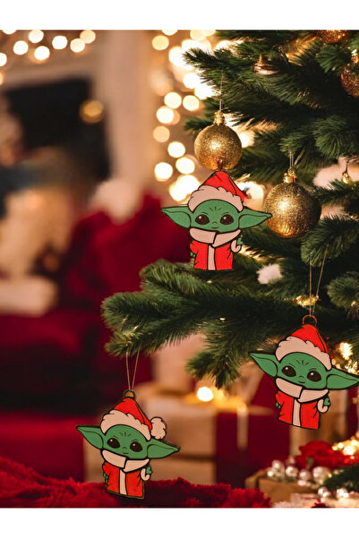 Baby Yoda (Grogu) Renkli Yılbaşı Süsü 4'lü Set